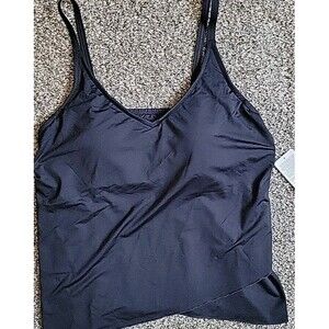 Lands' End Black Scoop Neck Swim Tankini Top